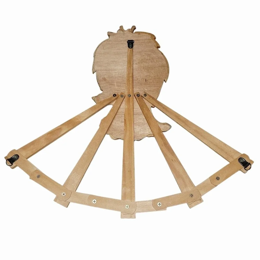 Wooden Lion Accordion Wall Rack 9 Peg Expandable Coat Hat Hanger Nursery Decor